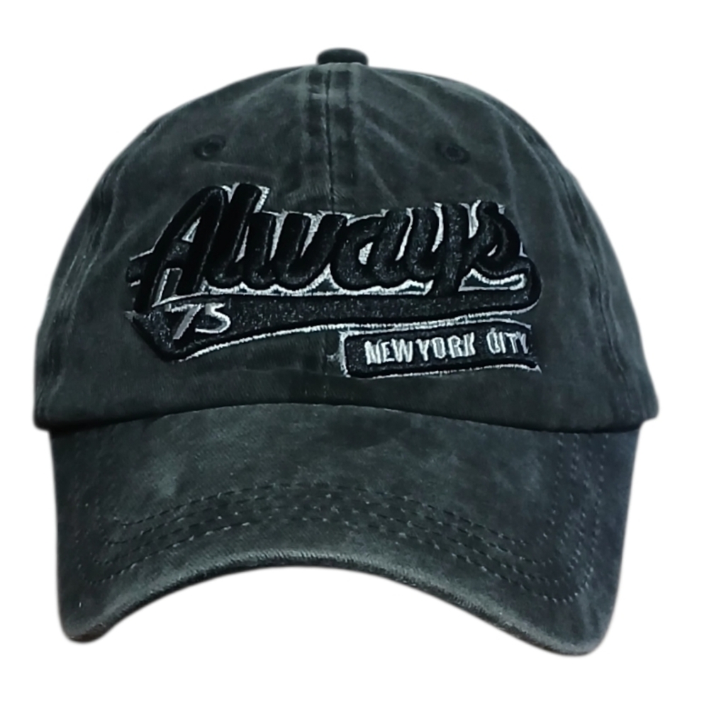 Always 75 NYC embroidered distressed Strapback baseball cap BLK
